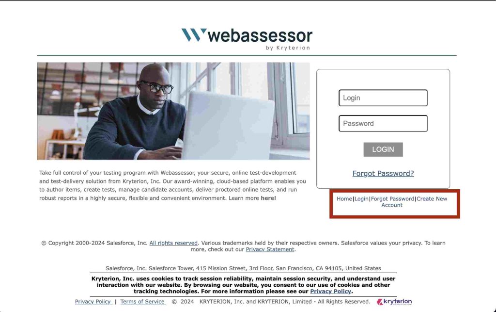Create New Webassessor Account